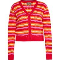 Strickjacke mit farbigem Zickzack-Wellenmuster
