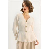 Cardigan mit Schößchen aus Rippstrick