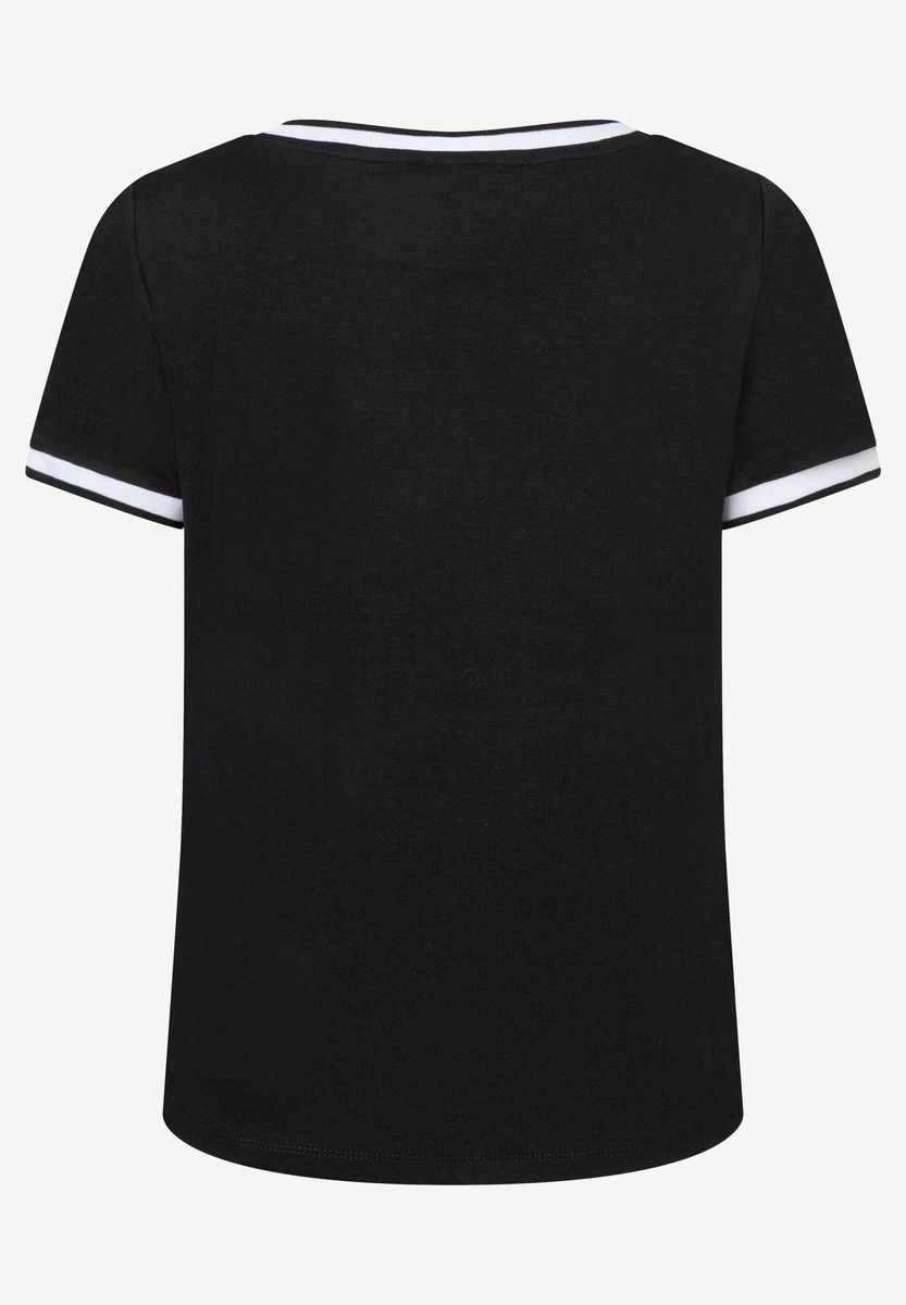 Klassisches schwarzes T-Shirt mit weißen Details