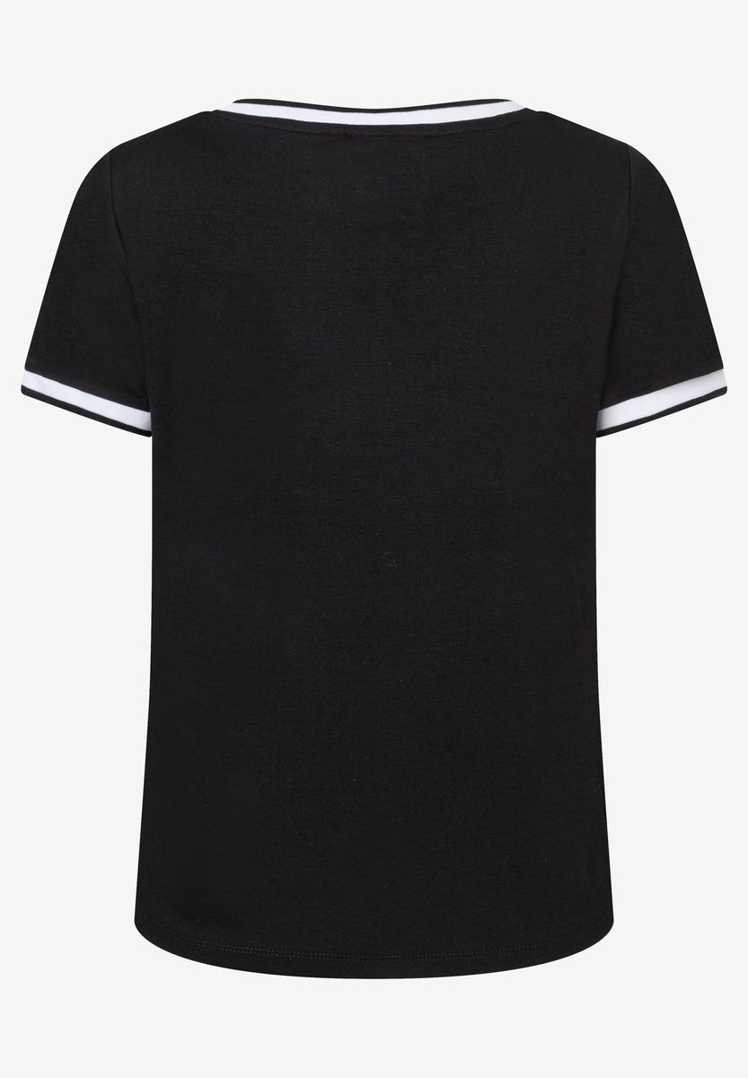 Klassisches schwarzes T-Shirt mit weißen Details