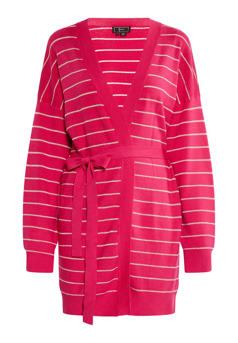 Funkelnder gestreifter Cardigan mit Gürtel
