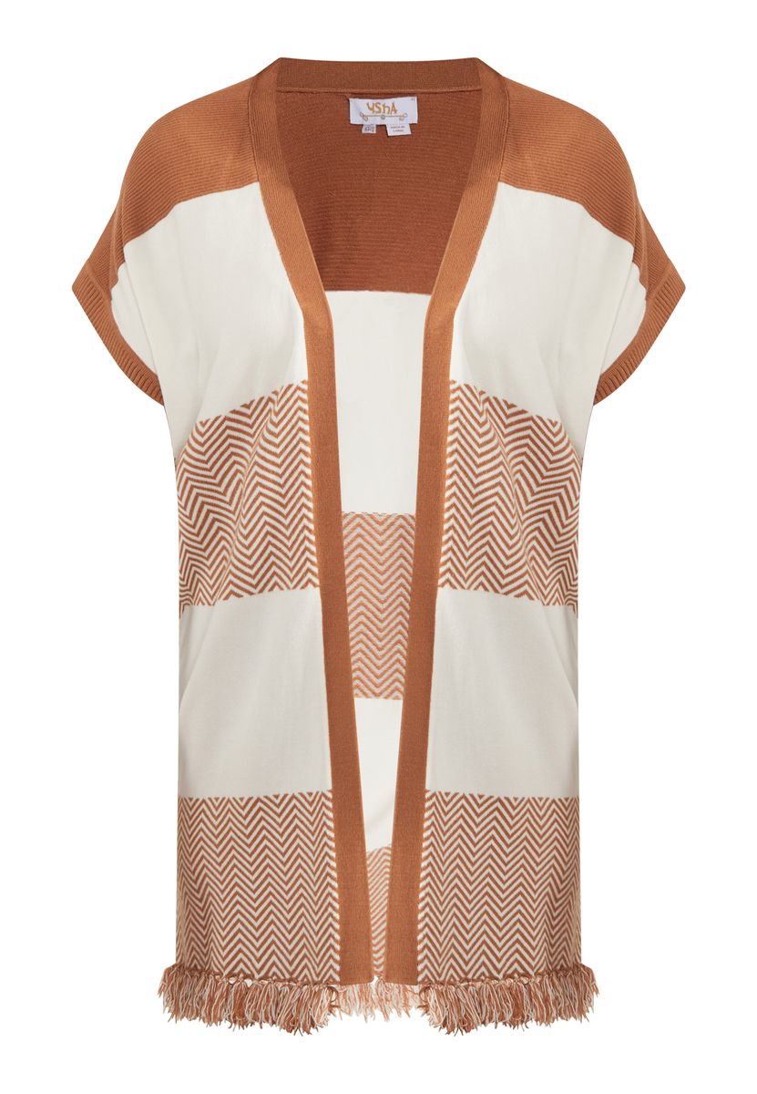 Lange Strickweste mit Chevron-Muster