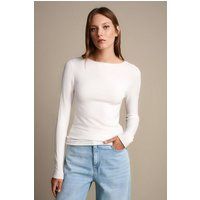 Rippstrick-Pullover mit Boot-Ausschnitt