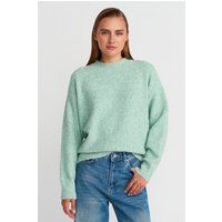 Strukturierter Rundhals-Melange-Pullover