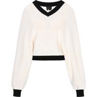 V-Ausschnitt Pullover mit Fledermausärmeln