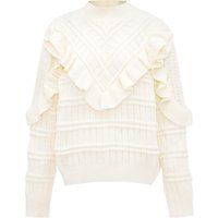 Strukturierter Pullover mit V-Rüschen