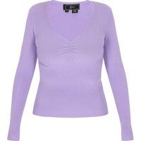 Gerippter Pullover mit V-Ausschnitt
