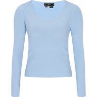 Gerippter Langarmpullover mit Rundhalsausschnitt