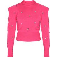Verzierter Strickpullover mit betonten Schultern