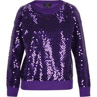 Pailletten-Strickpullover mit Rundhalsausschnitt