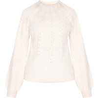 Eleganter Zopfstrickpullover mit Stehkragen