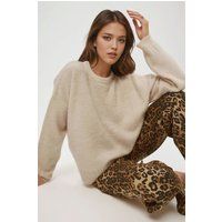 Übergroßer Strickpullover mit Zopfmuster-Saum