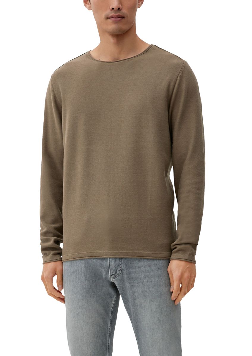 Klassischer feingestrickter Baumwollpullover