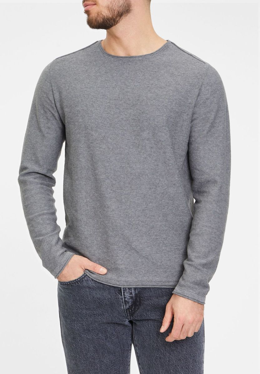 Klassischer Baumwollpullover mit Rundhalsausschnitt