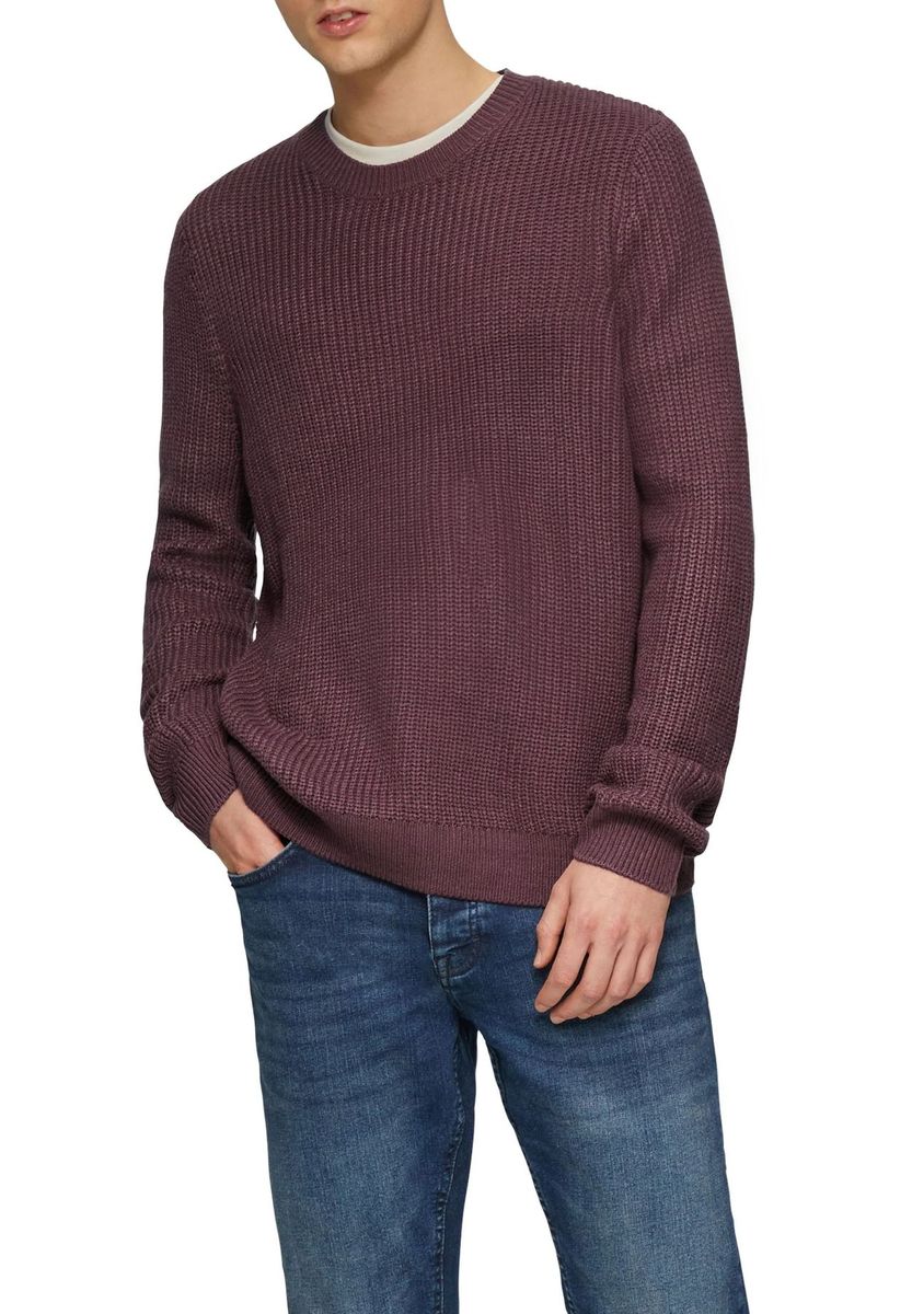 Klassischer Rippstrick-Pullover mit Rundhalsausschnitt