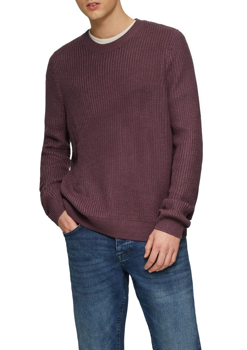 Klassischer Rippstrick-Pullover mit Rundhalsausschnitt