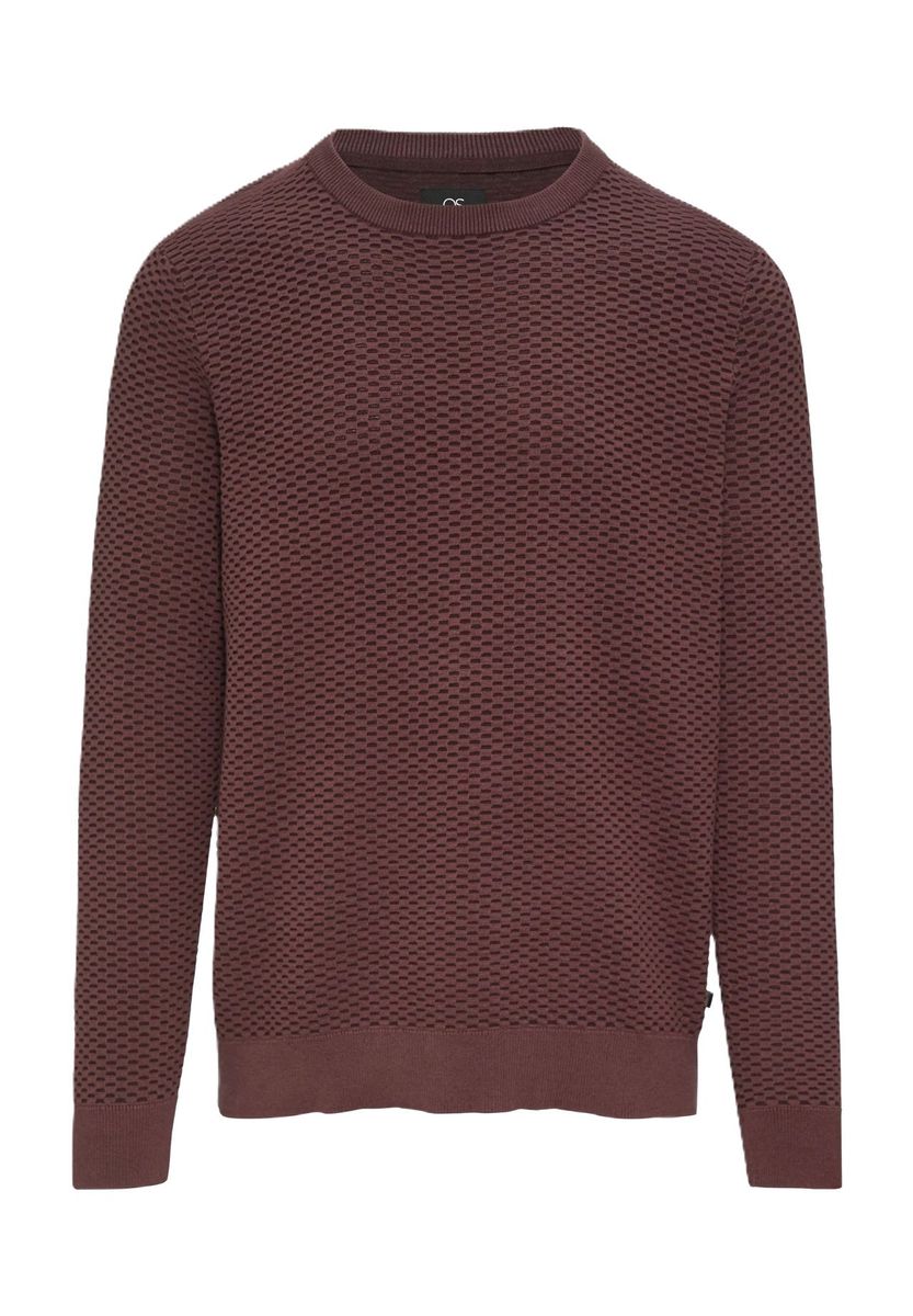 Baumwollpullover mit strukturierter Webart und Rundhalsausschnitt