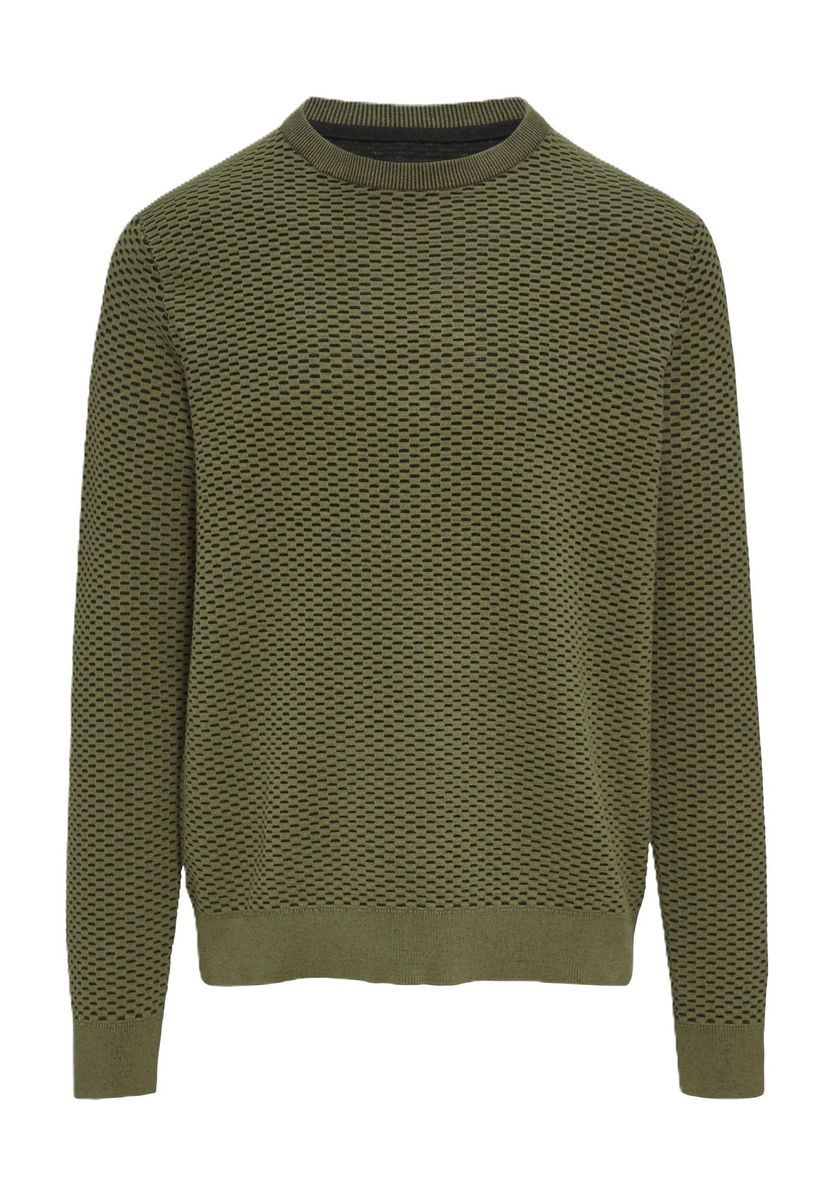 Baumwollpullover mit Waffelstrickmuster