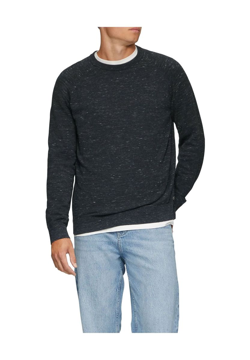 Melierter Strickpullover mit Rundhalsausschnitt