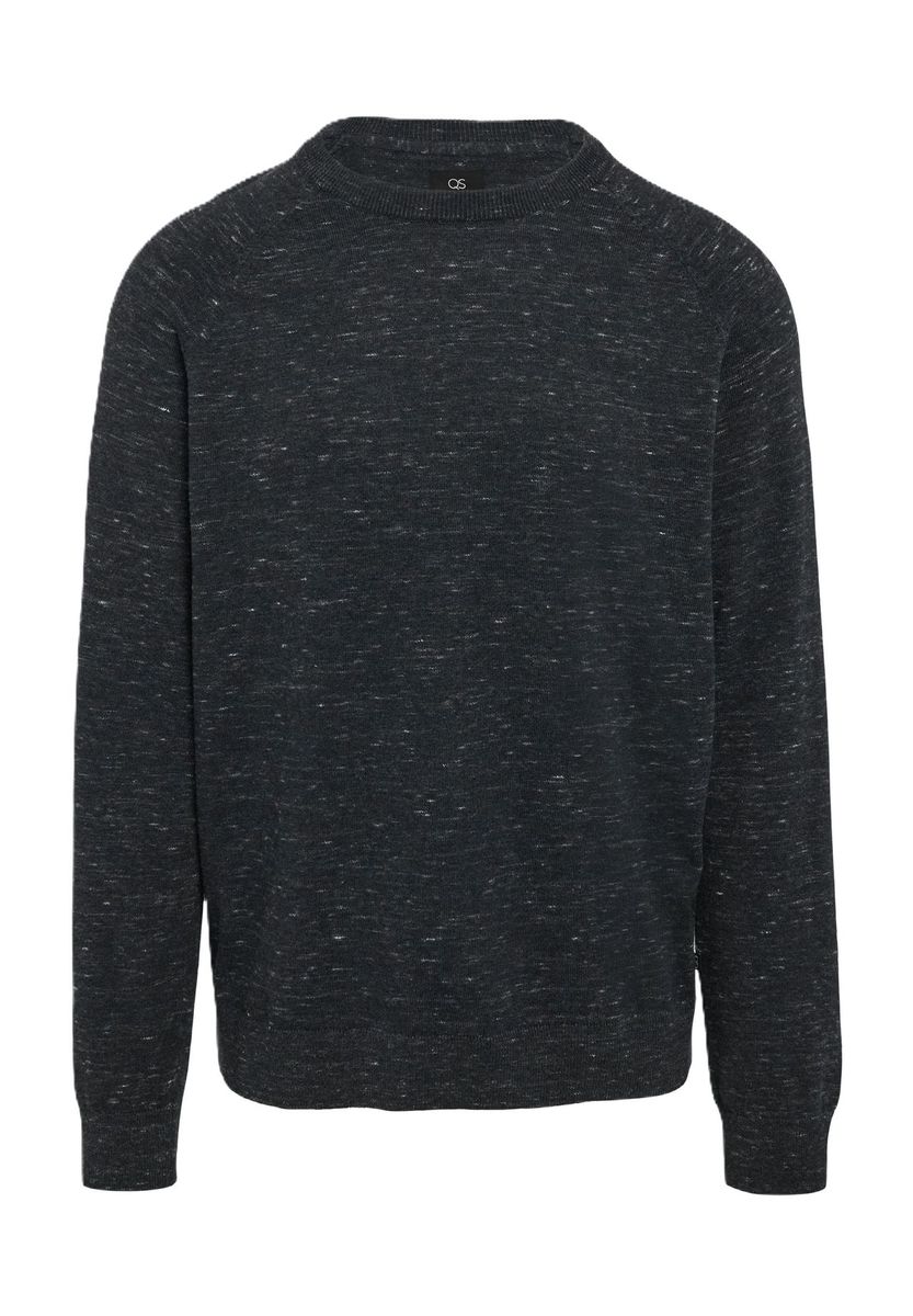 Melierter Strickpullover mit Rundhalsausschnitt