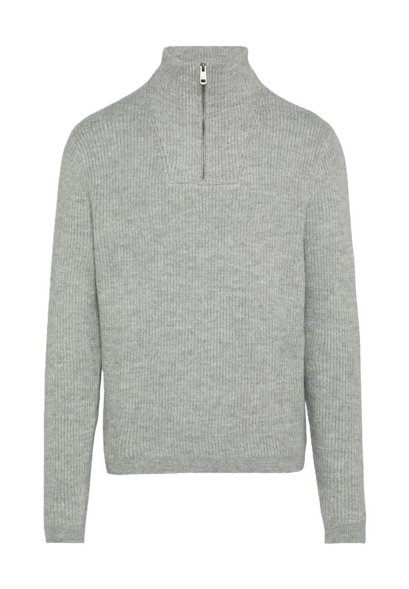 Herren Strickpullover mit Rippstruktur und Reißverschluss