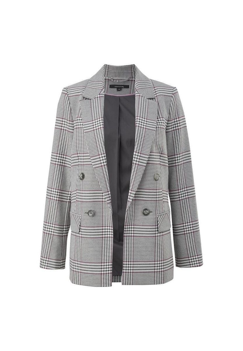 Doppelreihiger Plaid-Blazer mit Taschen