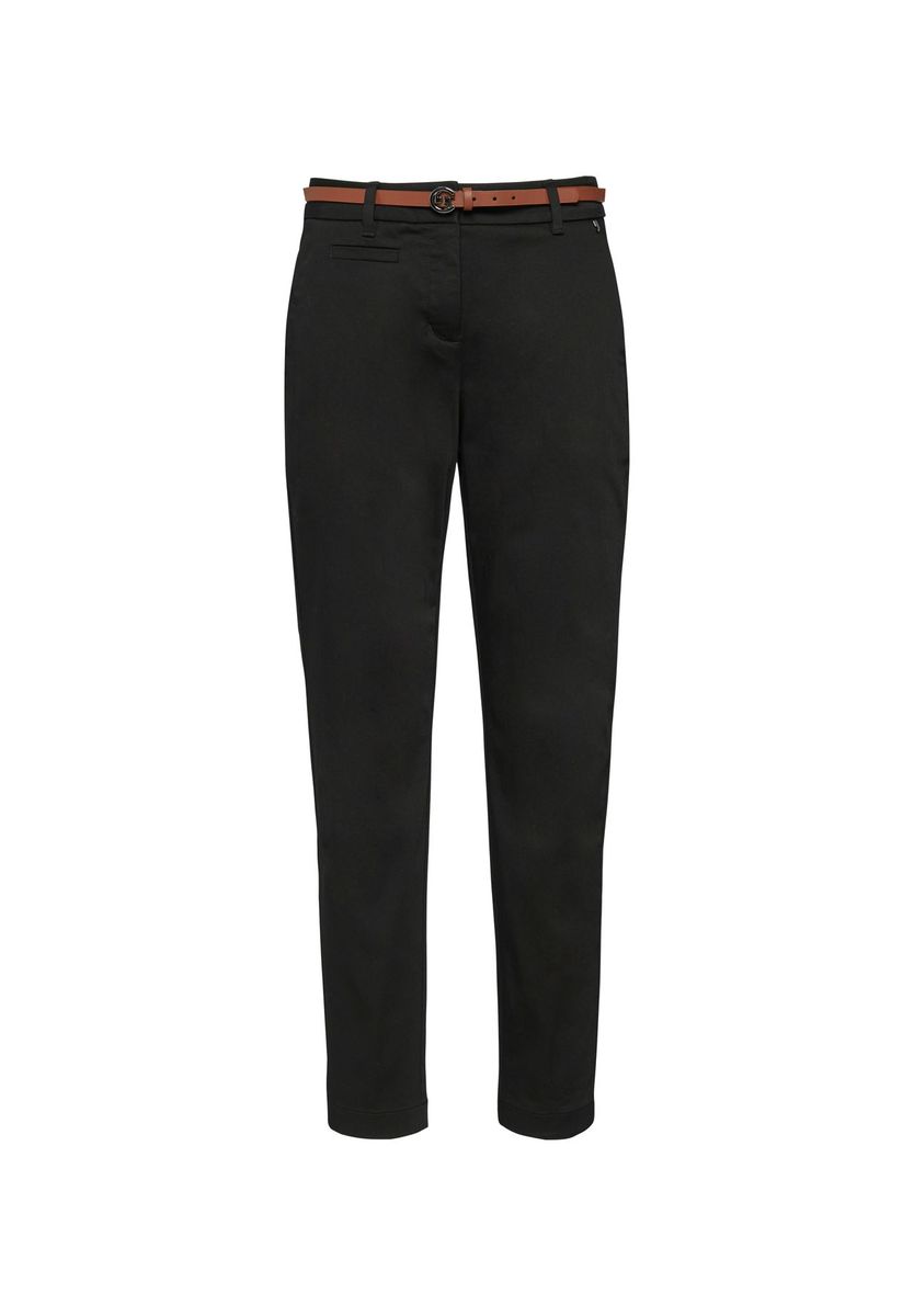 Schmal geschnittene Chinohose mit Gürtel