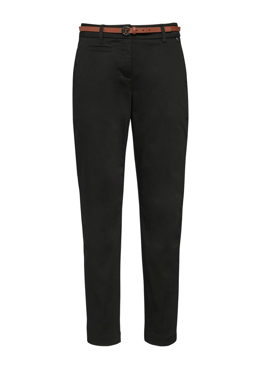 Schmal geschnittene Chinohose mit Gürtel