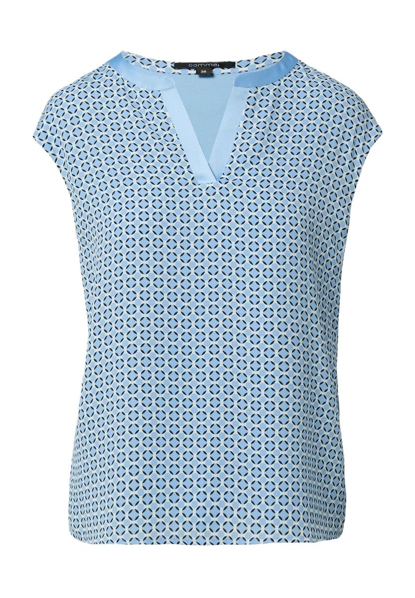 Bedruckte V-Ausschnitt Bluse mit Flügelärmeln