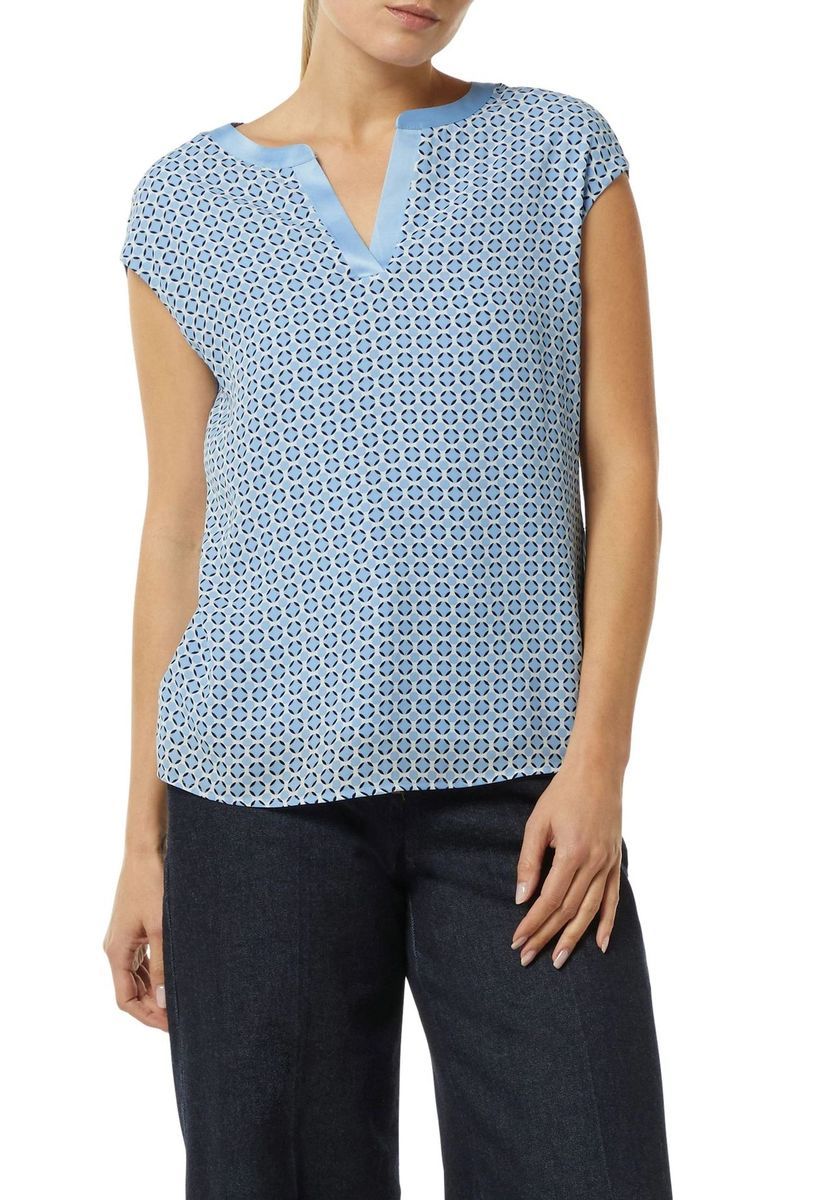 Bedruckte V-Ausschnitt Bluse mit Flügelärmeln