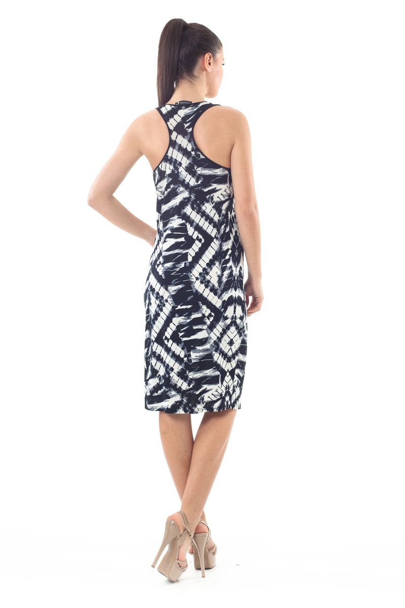 Figurbetontes Midikleid mit Abstraktem Print