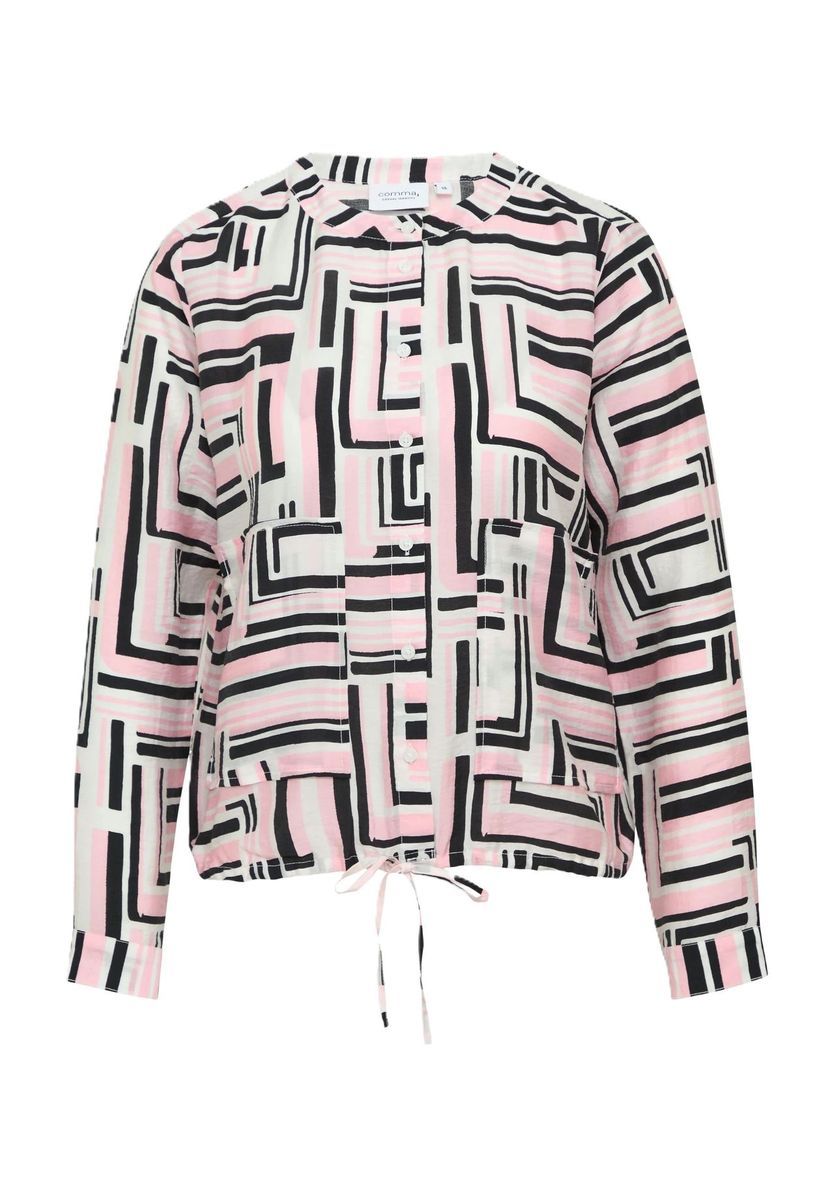 Geometrische Langarmbluse mit Muster