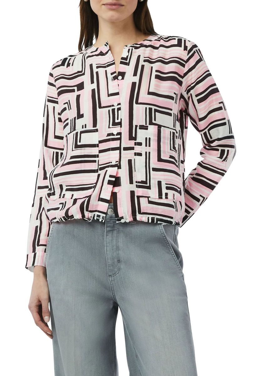 Geometrische Langarmbluse mit Muster