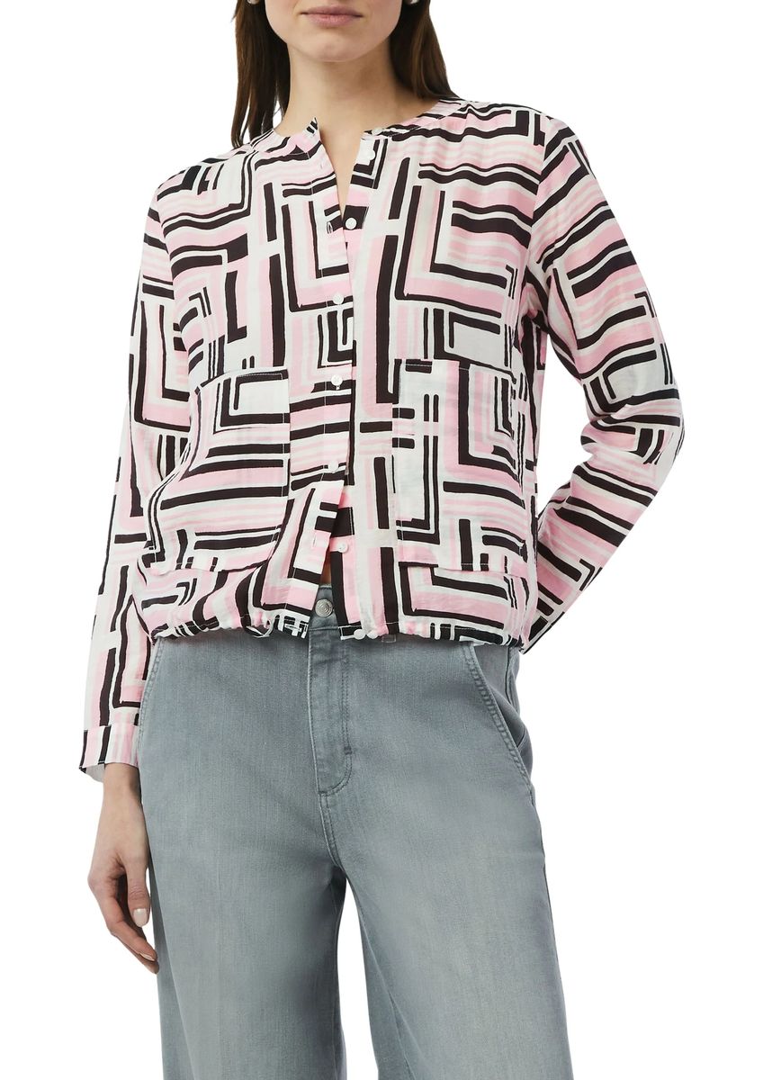 Geometrische Langarmbluse mit Muster