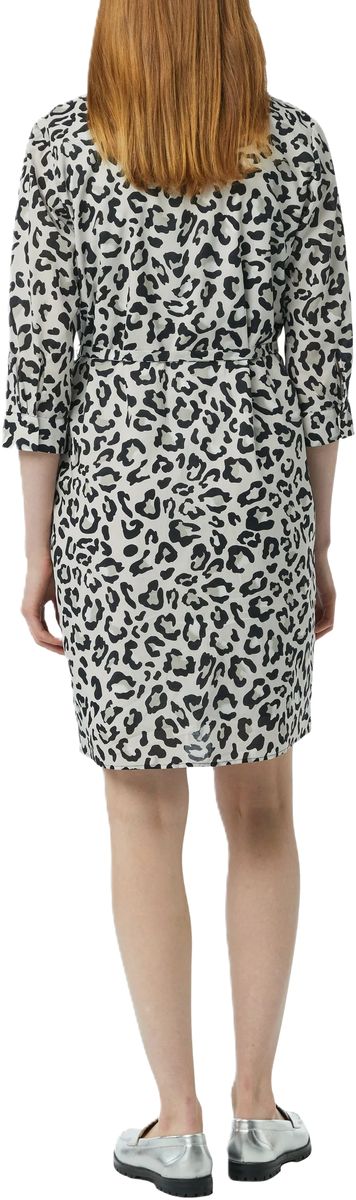 Hemdblusenkleid mit Leopardenmuster und Bindegürtel