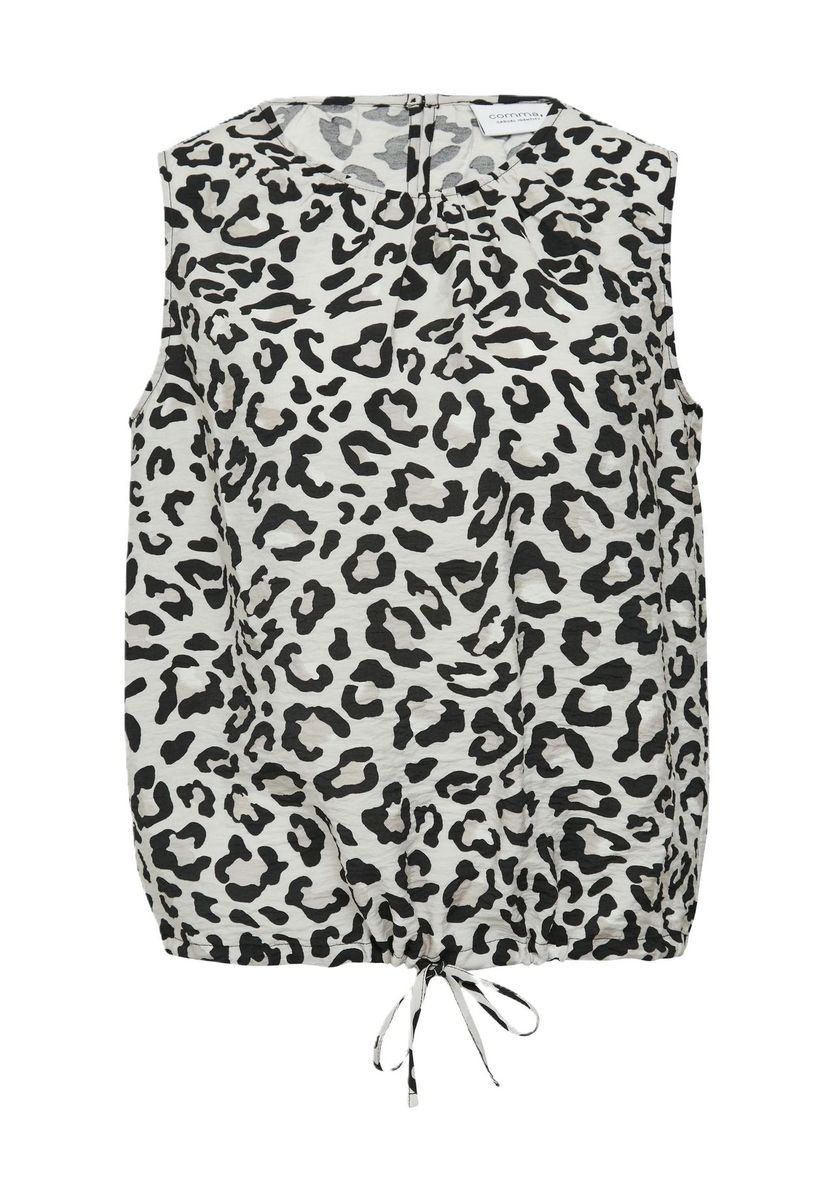 Ärmellose Bluse mit Animal-Print und Bindeband