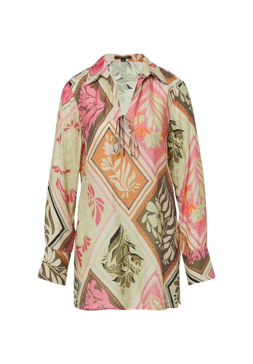 Bunte Tunika mit Blumenmuster und Bindeband