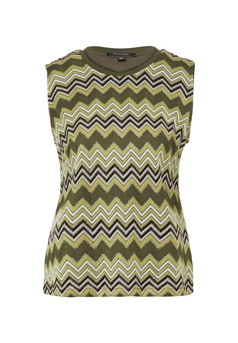 Ärmelloses Strickoberteil mit Zickzackmuster
