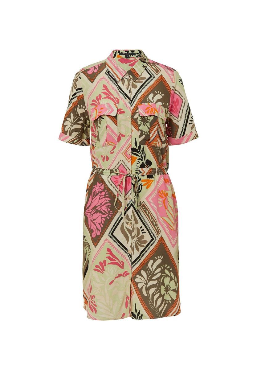 Gemustertes Hemdblusenkleid mit Gürtel