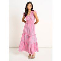 Stufen-Maxikleid mit geraffter Taille