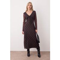 Karomuster Maxikleid aus Netzstoff