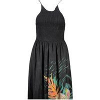 Halterkleid mit Smok-Einsatz und Tropenprint