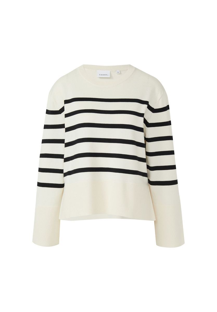 Gestreifter Strickpullover mit Kimono-Ärmeln