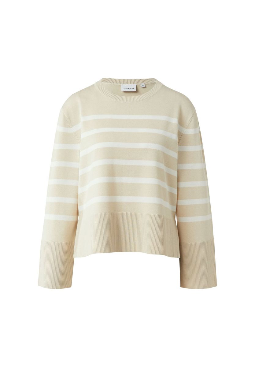 Lässiger Streifenstrickpullover mit Kimonoärmeln