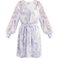 Batik-Minikleid mit gesmokter Taille