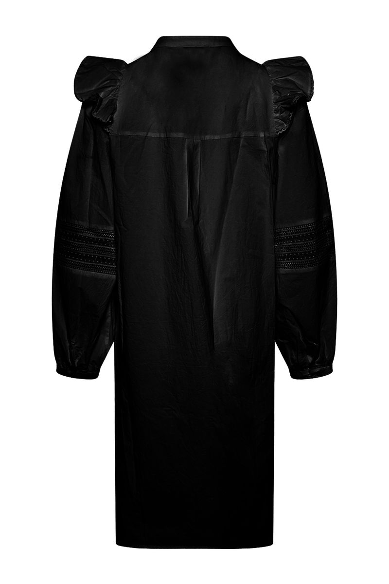Hemdblusenkleid mit Ballonärmeln und Rüschen