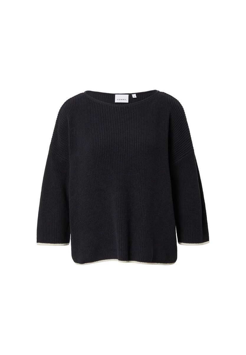 Strickpullover im Boxy-Fit mit Kontrastbesatz