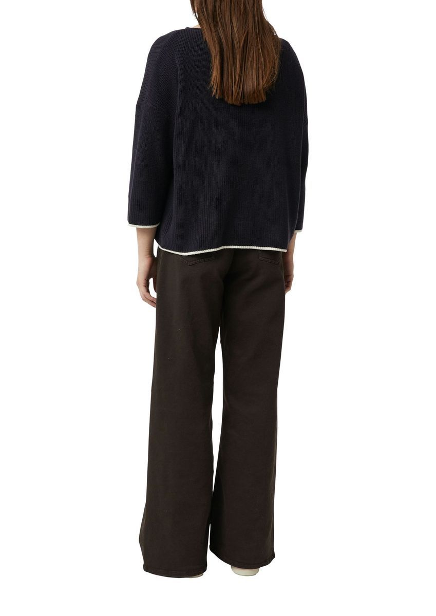 Strickpullover im Boxy-Fit mit Kontrastbesatz