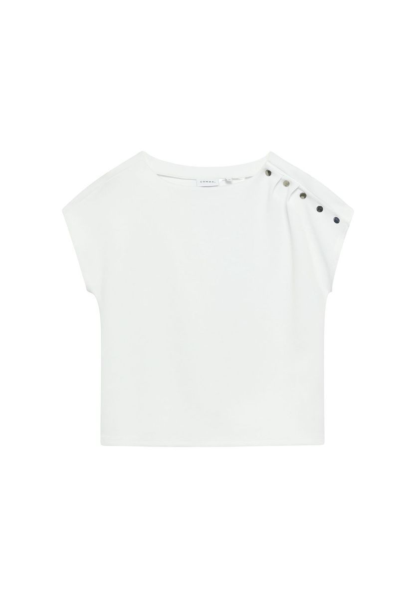 Cropped T-Shirt mit Knopfdetail an Schulter