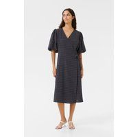 Midi-Wickelkleid mit dezenter Gitterstruktur